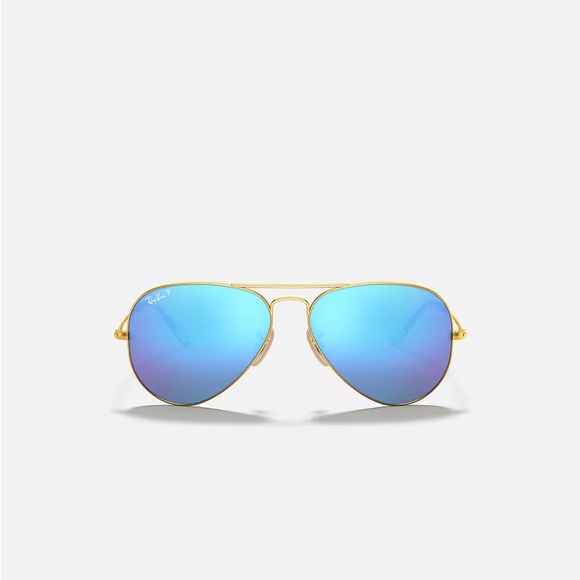 Ray-Ban Aviator Flash Lenses Polarized in Matte Gold / Blue Lens - Picture 8 of 10